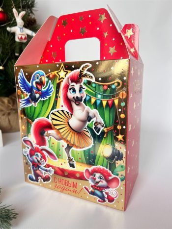 Коробка новогодняя подарочная Большой Цирк, 170х110х190 (+45) мм